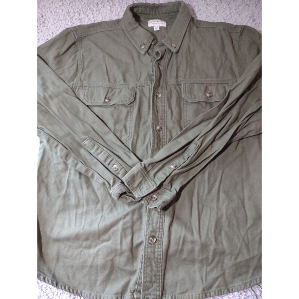 Lucky Brand Menโs Green Cotton Denim Button Up Long Sleeve Shirt XL